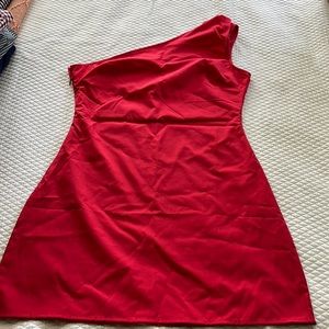 Red asymmetrical dress